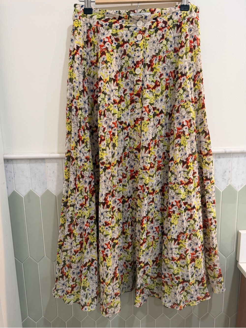 & Other Stories Multicolor Floral A-Line Midi Skirt